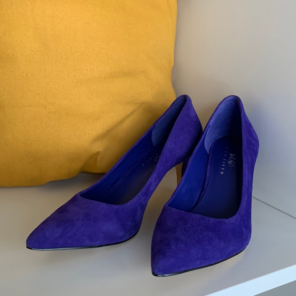 Lord & Taylor - purple suede-style pumps, 2.5” heel, new-in-box, never worn.